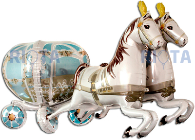 Фигурный шар 3D Свадебная карета с лошадьми, 190 см
