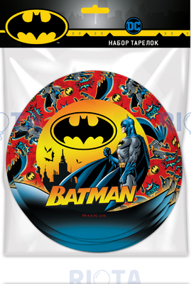 Тарелки бумажные Бэтмен, 18 см, 6 шт