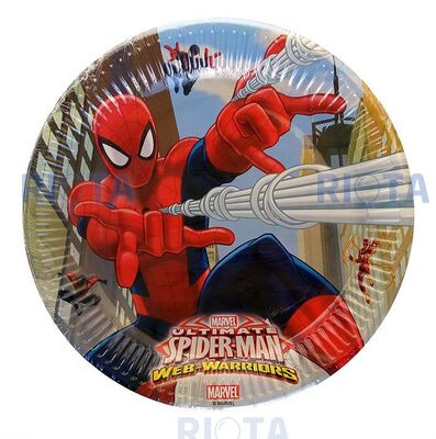 Тарелки бумажные Человек-паук и его паутина 23 см, 8 шт