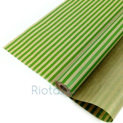 Упаковочная бумага Крафт Светло-зеленые полосы 0,7 х 1 м