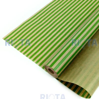 Упаковочная бумага Крафт Светло-зеленые полосы 0,7 х 1 м